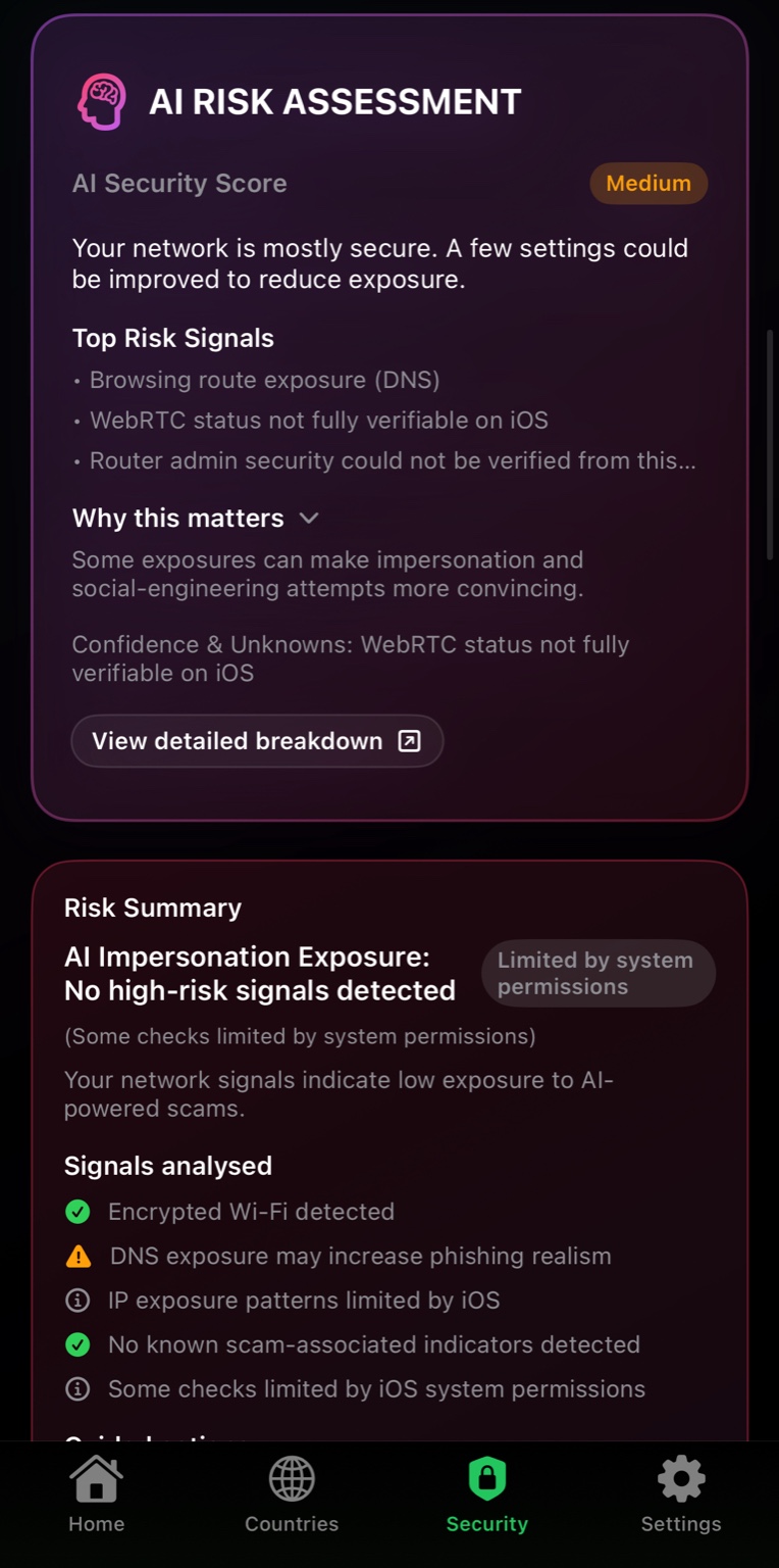 AI Risk Assessment screen